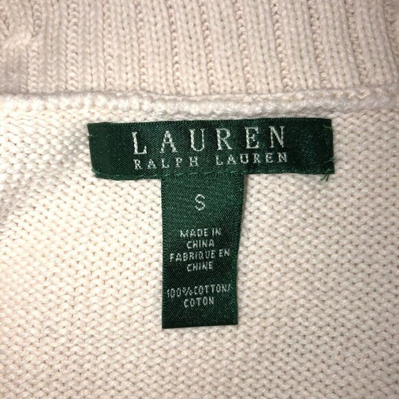 Lauren Ralph Lauren Womens Cream Ivory Knit Shawl Neck Pullover Sweater Size S - Picture 7 of 8